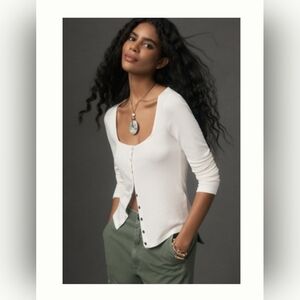 NWT Maeve By Ahropologie Ivory Square Neck Top